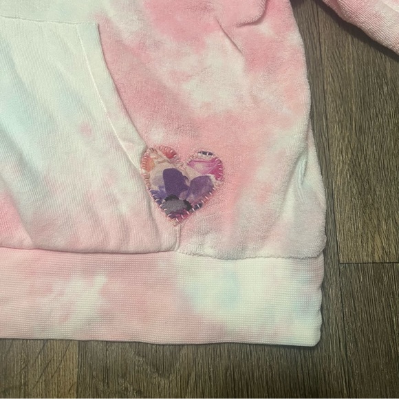 LoveShackFancy Kirby Hoodie Sweatshirt Size Medium Cherry Fizz Tie-Dye Pink Blue - Picture 8 of 12